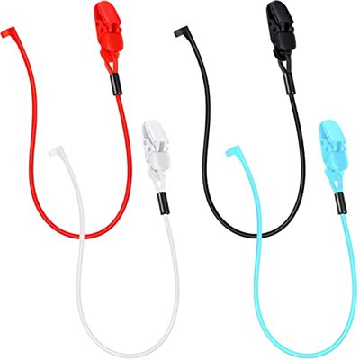 Silicone Hearing Aid Retention Clip for BTE- Binaural (4 / pk) Multi-Color (Red, White, Black, Cyan)